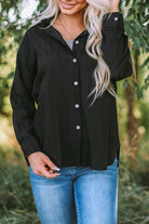 Textured Buttoned Pocket Long Sleeve Shirt