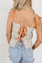 Tied Shoulder Floral Print Babydoll Tank