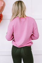 Pearl Detail Ribbed Crew Neck Sweatshirt