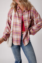 Plaid Print Chest Pocket Long Sleeve Shacket