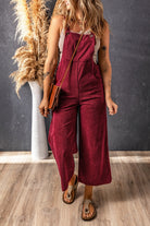 Solid Color Corduroy Wide Leg Bib Overalls