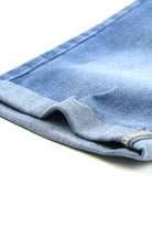 Sky Blue Acid Wash Roll-up Edge Bermuda Short Jeans