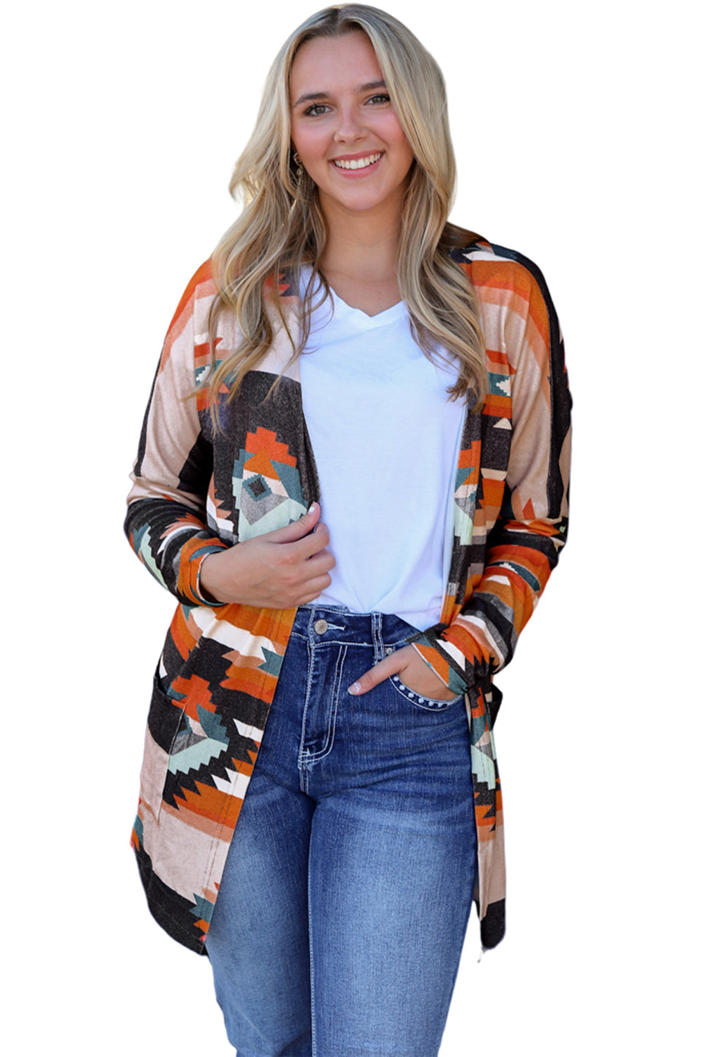 Western Tribal Aztec Print Cardigan