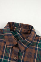 Plaid Print Chest Pockets Buttoned Shirt Jacket