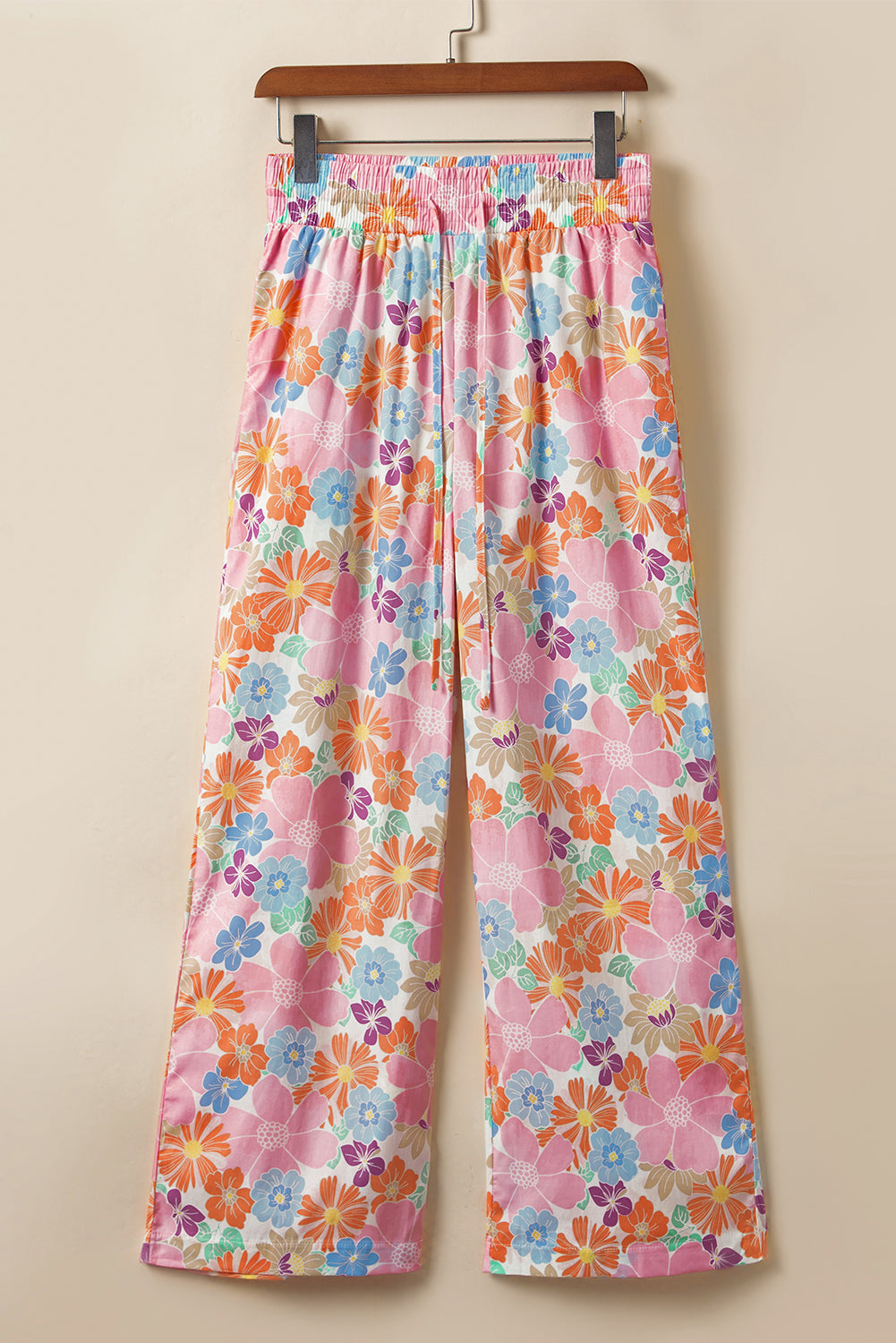 Floral Smocked Waist Loose Pants