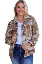 Aztec Print Flap Pocket Button-up Jacket