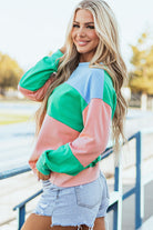 Colorblock Patchwork Drop Shoulder Sweatshirt