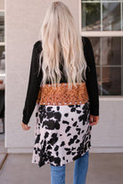 Western Pattern Cow Patchwork Open Front Cardigan