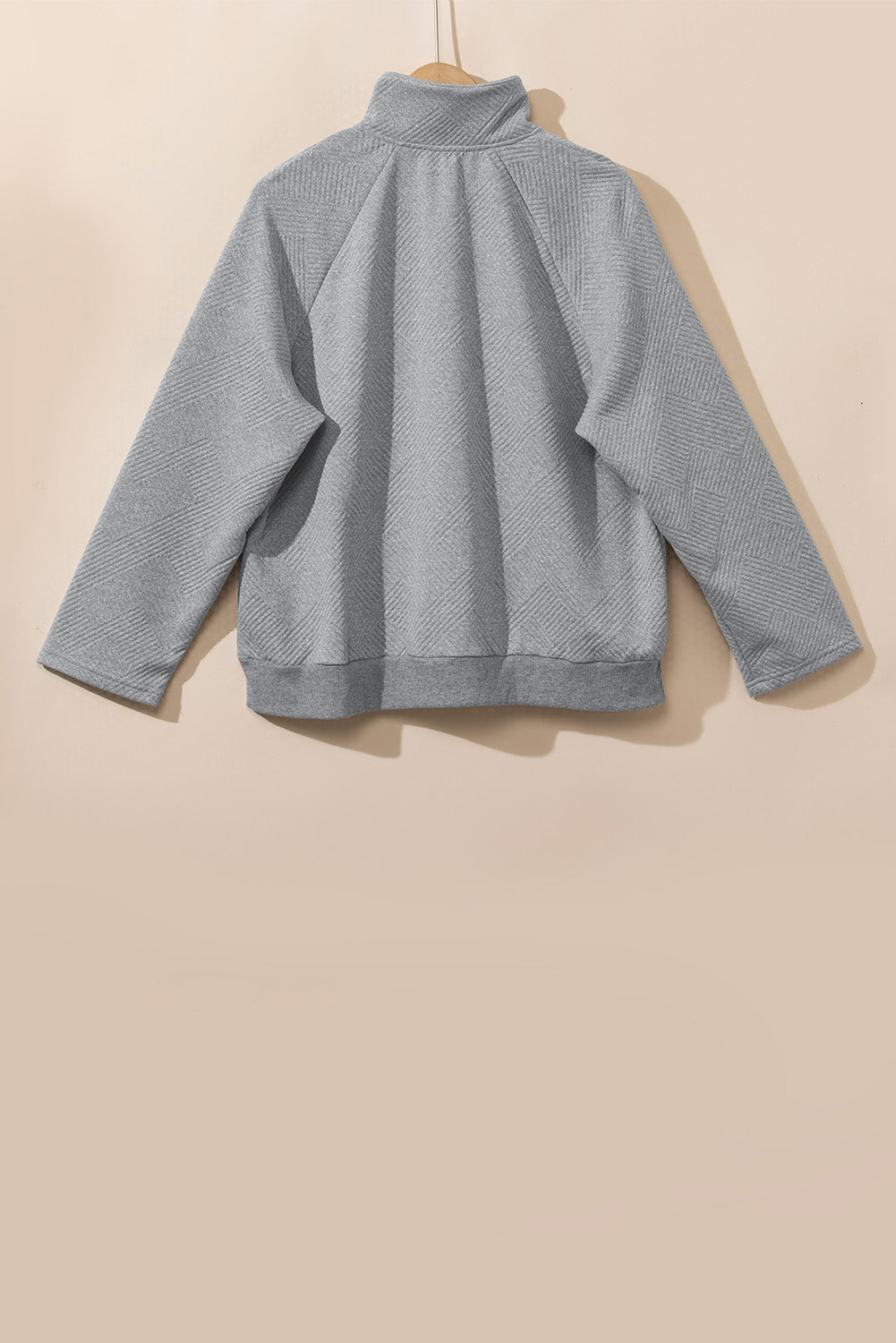 Textured Snap Buttons Pullover Plus Size Sweatshirt