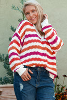 V Neck Drop Shoulder Plus Size Sweater