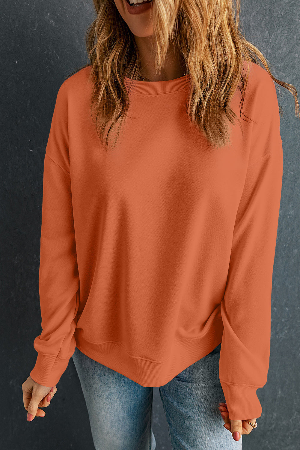 Solid Classic Crewneck Pullover Sweatshirt