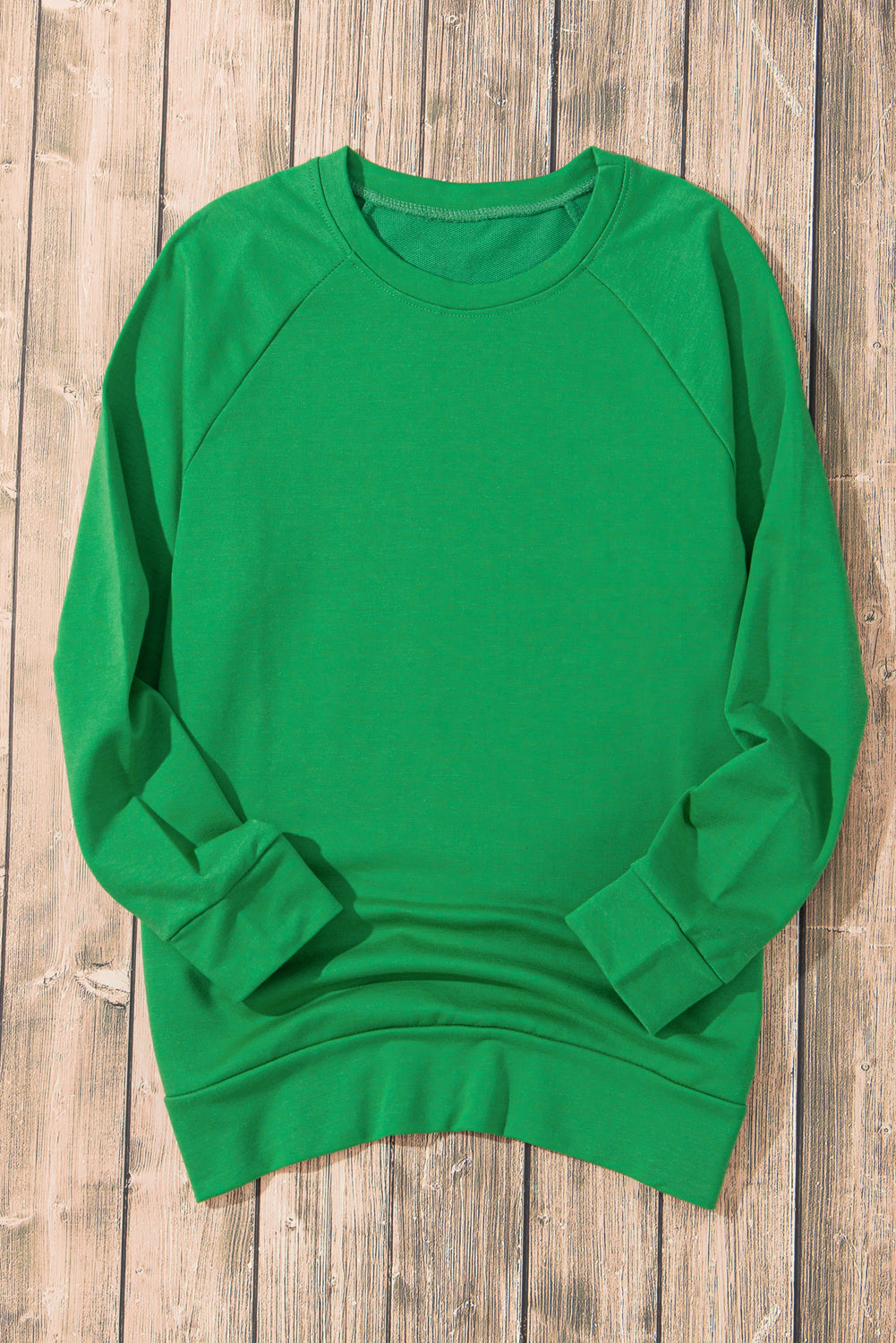 Solid Round Neck Raglan Sleeve Sweatshirt