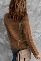 Khaki Buttoned Wrap Turtleneck Sweater