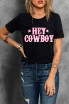 HEY COWBOY Graphic Crew Neck T-shirt