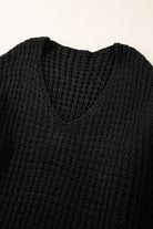 Hollow-out Crochet V Neck Sweater