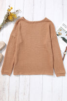 Waffle Knit Drop Shoulder Long Sleeve Top