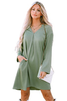 Roll-tab Sleeve Flowy Casual Dress