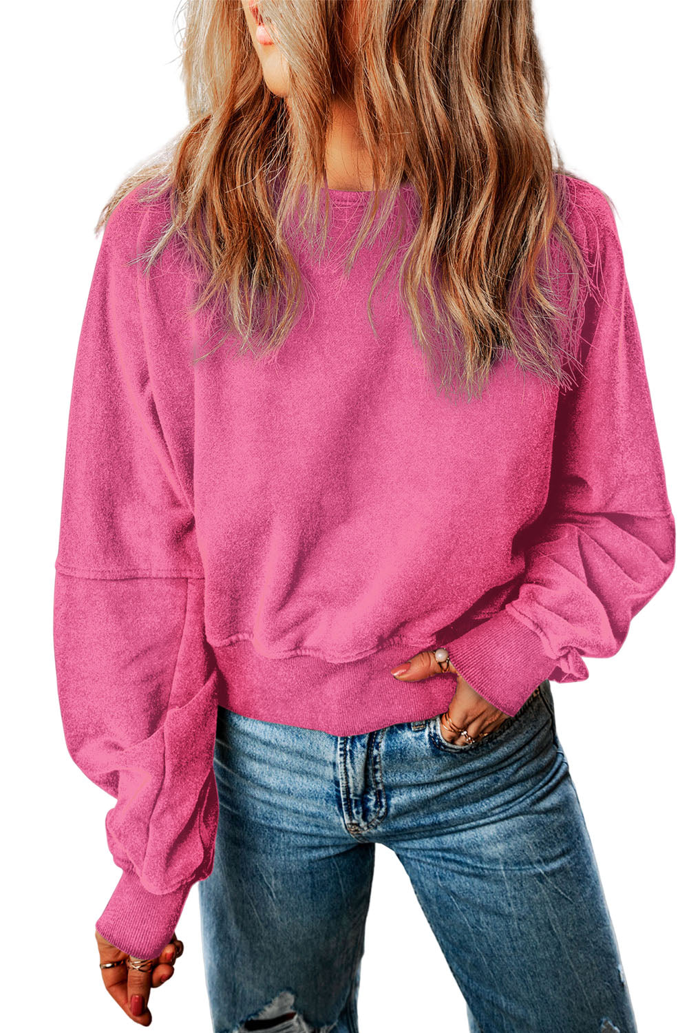 Acid Wash V-shape Open Back Sweatshirt