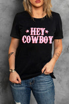 HEY COWBOY Graphic Crew Neck T-shirt