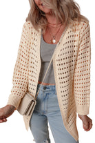 Solid Color Open Knit Duster Cardigan