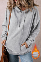 Fleece Lined Kangaroo Pocket Drawstring Chunky Hoodie