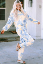 Tie Dye Henley Top and Drawstring Pants Outfit