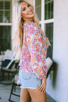 Boho Paisley Printed Peasant Sleeve Blouse