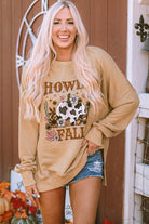 HOWDY FALL Pumpkin Print Split Hem Sweatshirt