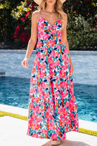 Floral Twisted Smocked Back Tiered Maxi Dress