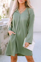 Roll-tab Sleeve Flowy Casual Dress