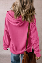 Solid Kangaroo Pocket Drawstring Loose Fit Hoodie