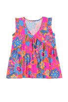 Boho Pattern Print Flounce V Neck Tank Top