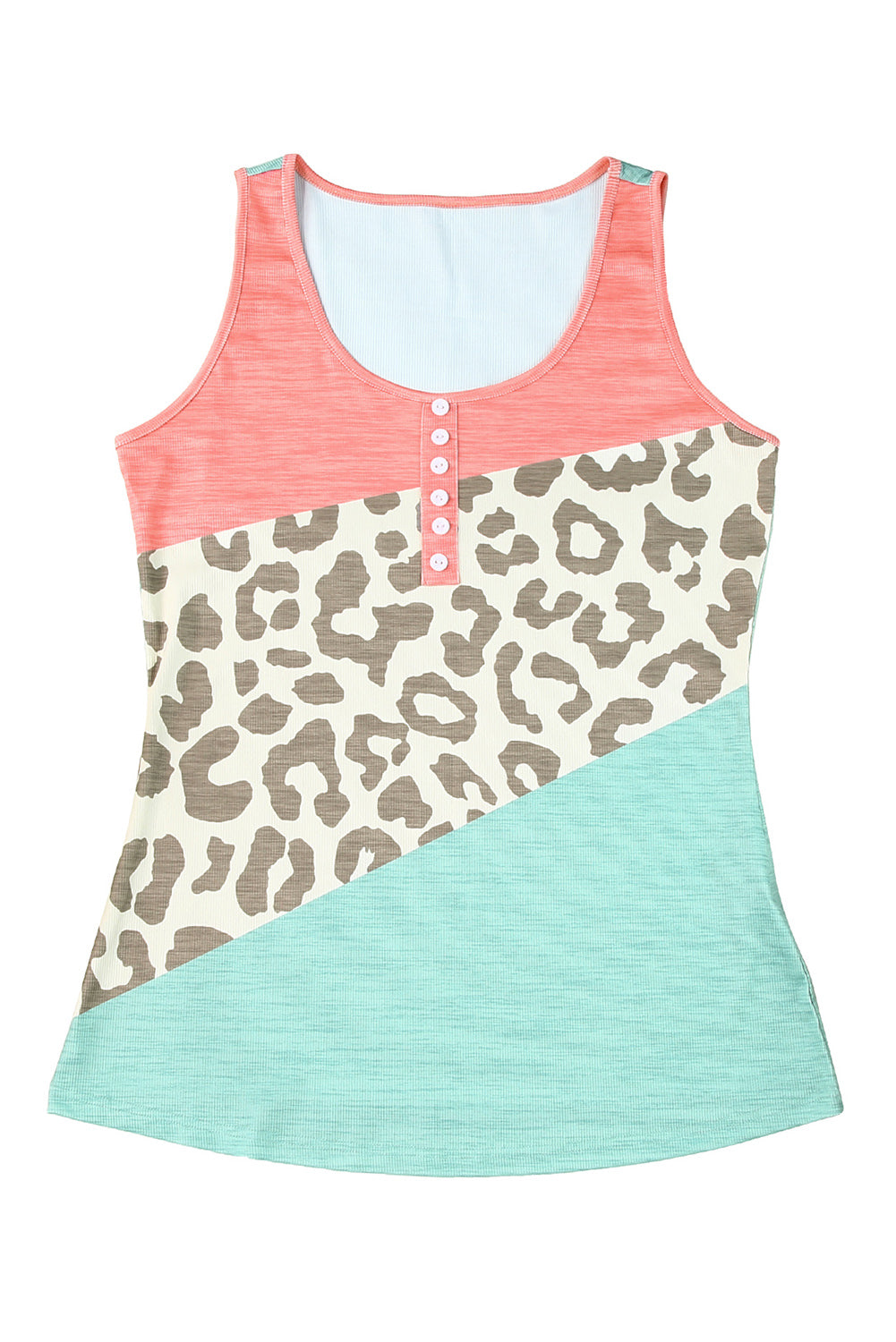 Color Block Button Casual Tank Top