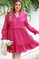 Plus Size Ruffled Bubble Sleeve Dress