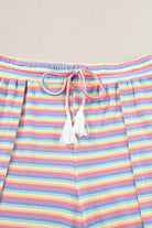 Rainbow Tee Tasseled String Wide Leg Pants Set