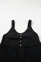 Button V Neck Frilly Tiered Sleeveless Dress