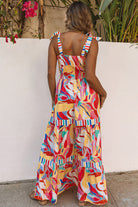 Abstract Print Striped Trim Maxi Sundress