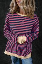 Oversized Contrast Trim Pullover Sweatshirt