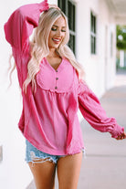 Retro Frilled Seam Crinkle Puff Sleeve Blouse