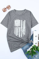 America Flag Print Crewneck T-shirt