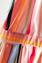 Rainbow Stripe Ruffles Ruched Tiered Dress