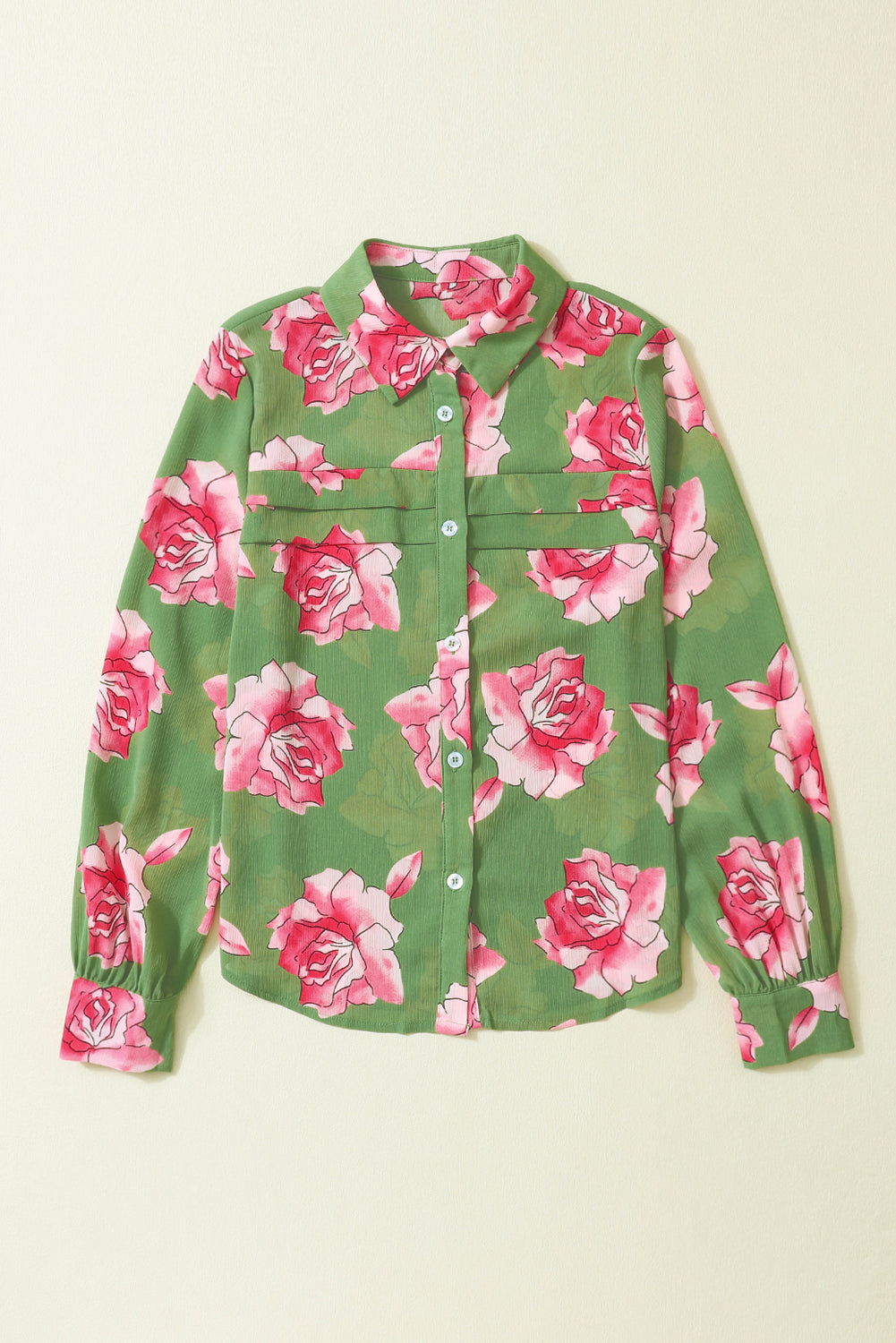 Floral Print Pleated Detail Puff Sleeve Shirt