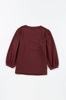 Solid Color 3/4 Sleeve Round Neck Top