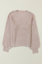 Cable Knit Sleeve Drop Shoulder Sweater