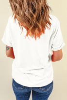 White Casual Plain Crew Neck Tee