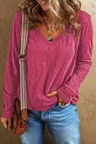 V Neck Center Seam Long Sleeve Tee