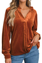 Frilled Collar Velvet Shirt