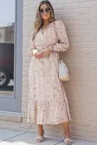 Surplice Neck Bubble Sleeve Maxi Dress with Sash