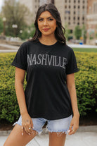 Rhinestone NASHVILLE Graphic Crewneck T Shirt