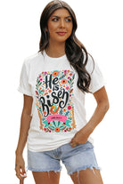 Risen Floral Print Round Neck T Shirt